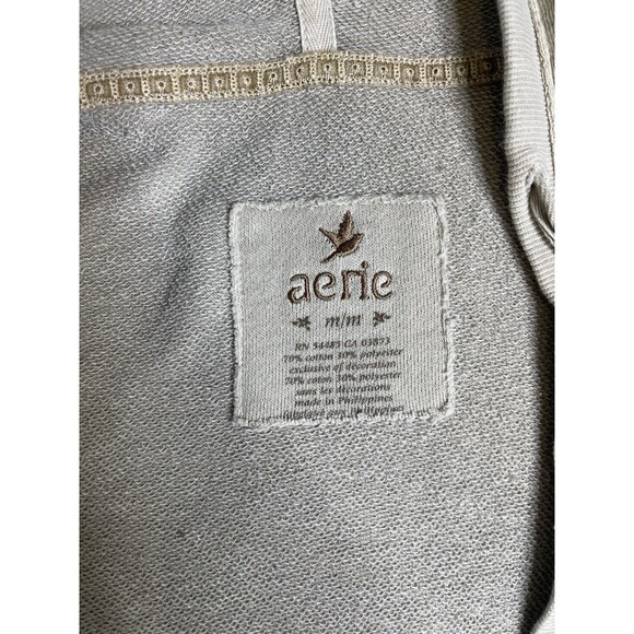 Aerie Hoodie Women size Medium Beige tan V Neck Hoodie Sweatshirt - Picture 6 of 7